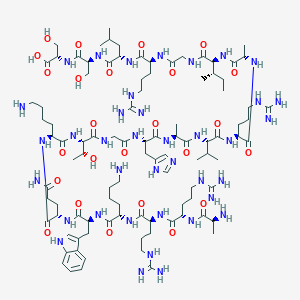 molecular formula C98H168N38O25 B046596 L-Alanyl-L-arginyl-L-arginyl-L-lysyl-L-tryptophyl-L-glutaminyl-L-lysyl-L-threonylglycyl-L-histidyl-L-alanyl-L-valyl-L-arginyl-L-alanyl-L-isoleucylglycyl-L-arginyl-L-leucyl-L-seryl-L-serine CAS No. 120396-89-6