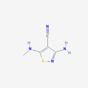 molecular formula C5H6N4S B046598 3-Amino-5-(methylamino)isothiazole-4-carbonitrile CAS No. 117377-36-3