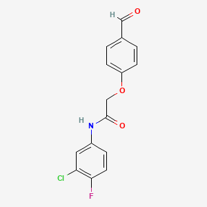 molecular formula C15H11ClFNO3 B4659818 N-(3-chloro-4-fluorophenyl)-2-(4-formylphenoxy)acetamide 