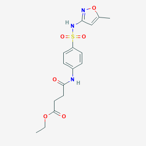 molecular formula C16H19N3O6S B465984 Ethyl 4-(4-{[(5-methyl-3-isoxazolyl)amino]sulfonyl}anilino)-4-oxobutanoate CAS No. 356094-35-4