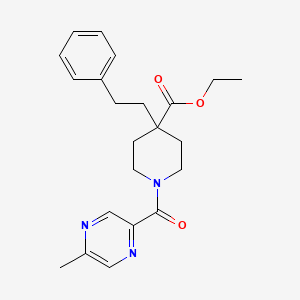 molecular formula C22H27N3O3 B4660041 ethyl 1-[(5-methyl-2-pyrazinyl)carbonyl]-4-(2-phenylethyl)-4-piperidinecarboxylate 