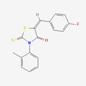 molecular formula C17H12FNOS2 B4660331 (5E)-5-[(4-fluorophenyl)methylidene]-3-(2-methylphenyl)-2-sulfanylidene-1,3-thiazolidin-4-one 