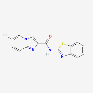 molecular formula C15H9ClN4OS B4660413 N-(1,3-benzothiazol-2-yl)-6-chloroimidazo[1,2-a]pyridine-2-carboxamide 