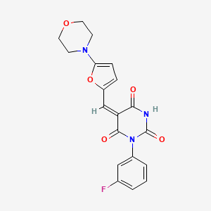 molecular formula C19H16FN3O5 B4660470 (5E)-1-(3-fluorophenyl)-5-{[5-(morpholin-4-yl)furan-2-yl]methylidene}pyrimidine-2,4,6(1H,3H,5H)-trione 