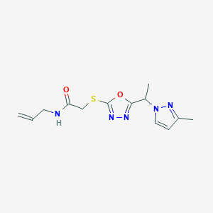 molecular formula C13H17N5O2S B4660706 N~1~-ALLYL-2-({5-[1-(3-METHYL-1H-PYRAZOL-1-YL)ETHYL]-1,3,4-OXADIAZOL-2-YL}SULFANYL)ACETAMIDE 