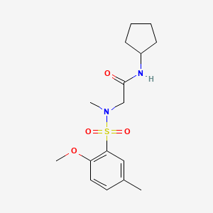 molecular formula C16H24N2O4S B4661022 N~1~-cyclopentyl-N~2~-[(2-methoxy-5-methylphenyl)sulfonyl]-N~2~-methylglycinamide 