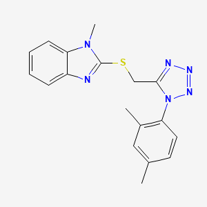 molecular formula C18H18N6S B4661046 2-({[1-(2,4-dimethylphenyl)-1H-tetrazol-5-yl]methyl}sulfanyl)-1-methyl-1H-benzimidazole 