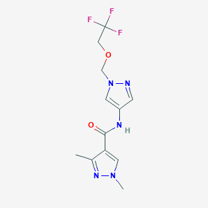 molecular formula C12H14F3N5O2 B4661078 1,3-DIMETHYL-N~4~-{1-[(2,2,2-TRIFLUOROETHOXY)METHYL]-1H-PYRAZOL-4-YL}-1H-PYRAZOLE-4-CARBOXAMIDE 