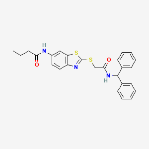 molecular formula C26H25N3O2S2 B4661245 N-[2-({2-[(diphenylmethyl)amino]-2-oxoethyl}sulfanyl)-1,3-benzothiazol-6-yl]butanamide 