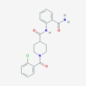 molecular formula C20H20ClN3O3 B4661263 N-(2-carbamoylphenyl)-1-(2-chlorobenzoyl)piperidine-4-carboxamide 