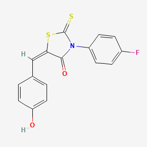 molecular formula C16H10FNO2S2 B4661272 (5E)-3-(4-fluorophenyl)-5-[(4-hydroxyphenyl)methylidene]-2-sulfanylidene-1,3-thiazolidin-4-one 