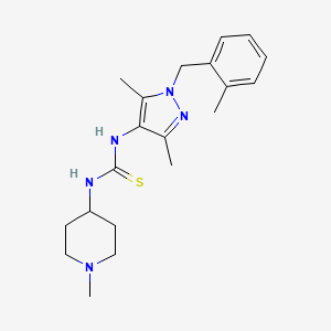 molecular formula C20H29N5S B4661530 N-[3,5-dimethyl-1-(2-methylbenzyl)-1H-pyrazol-4-yl]-N'-(1-methyl-4-piperidinyl)thiourea 