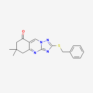 molecular formula C18H18N4OS B4661531 2-(benzylsulfanyl)-6,6-dimethyl-6,7-dihydro[1,2,4]triazolo[5,1-b]quinazolin-8(5H)-one 