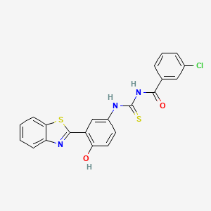 molecular formula C21H14ClN3O2S2 B4661812 N-({[3-(1,3-benzothiazol-2-yl)-4-hydroxyphenyl]amino}carbonothioyl)-3-chlorobenzamide 