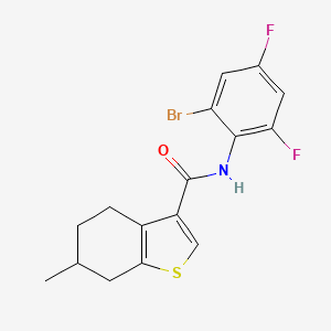 molecular formula C16H14BrF2NOS B4661932 N-(2-bromo-4,6-difluorophenyl)-6-methyl-4,5,6,7-tetrahydro-1-benzothiophene-3-carboxamide 