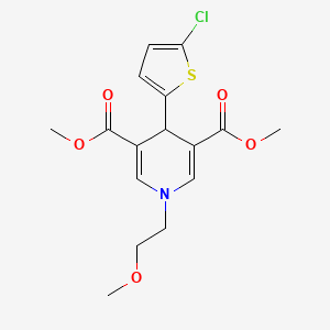 molecular formula C16H18ClNO5S B4661994 3,5-DIMETHYL 4-(5-CHLOROTHIOPHEN-2-YL)-1-(2-METHOXYETHYL)-1,4-DIHYDROPYRIDINE-3,5-DICARBOXYLATE 