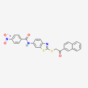 molecular formula C26H17N3O4S2 B4662005 N-(2-{[2-(naphthalen-2-yl)-2-oxoethyl]sulfanyl}-1,3-benzothiazol-6-yl)-4-nitrobenzamide 