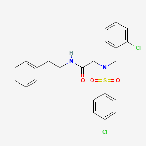 molecular formula C23H22Cl2N2O3S B4662044 N~2~-(2-chlorobenzyl)-N~2~-[(4-chlorophenyl)sulfonyl]-N-(2-phenylethyl)glycinamide 
