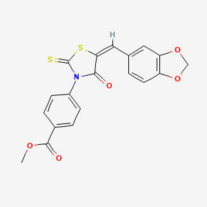 molecular formula C19H13NO5S2 B4662208 methyl 4-[(5E)-5-(1,3-benzodioxol-5-ylmethylidene)-4-oxo-2-thioxo-1,3-thiazolidin-3-yl]benzoate 