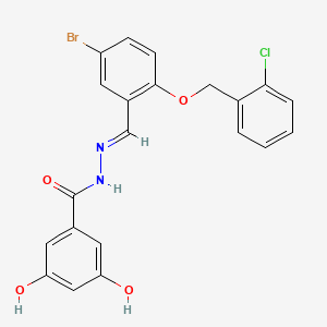 molecular formula C21H16BrClN2O4 B4662347 N'-{5-bromo-2-[(2-chlorobenzyl)oxy]benzylidene}-3,5-dihydroxybenzohydrazide 