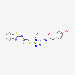 molecular formula C23H24N6O3S2 B4662535 N-(1,3-benzothiazol-2-yl)-2-{[4-ethyl-5-({[(4-methoxyphenyl)acetyl]amino}methyl)-4H-1,2,4-triazol-3-yl]sulfanyl}acetamide 