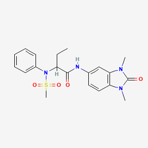 molecular formula C20H24N4O4S B4662725 N-(1,3-dimethyl-2-oxo-2,3-dihydro-1H-benzimidazol-5-yl)-2-[(methylsulfonyl)(phenyl)amino]butanamide 