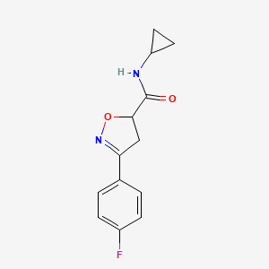 molecular formula C13H13FN2O2 B4662789 N~5~-CYCLOPROPYL-3-(4-FLUOROPHENYL)-4,5-DIHYDRO-5-ISOXAZOLECARBOXAMIDE 