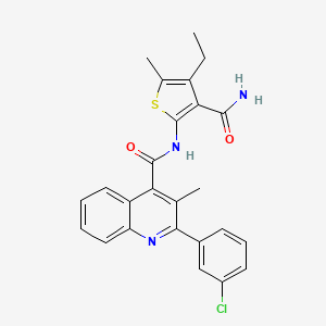 molecular formula C25H22ClN3O2S B4662944 N-[3-(aminocarbonyl)-4-ethyl-5-methyl-2-thienyl]-2-(3-chlorophenyl)-3-methyl-4-quinolinecarboxamide 