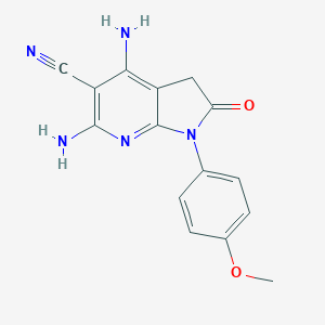 molecular formula C15H13N5O2 B046631 4,6-Diamino-1-(4-methoxy-phenyl)-2-oxo-2,3-dihydro-1H-pyrrolo[2,3-b]pyridine-5-carbonitrile CAS No. 124476-83-1