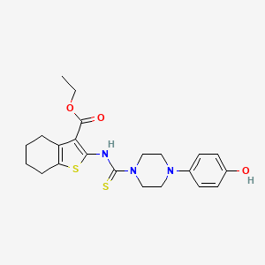 molecular formula C22H27N3O3S2 B4663225 ethyl 2-({[4-(4-hydroxyphenyl)-1-piperazinyl]carbonothioyl}amino)-4,5,6,7-tetrahydro-1-benzothiophene-3-carboxylate 