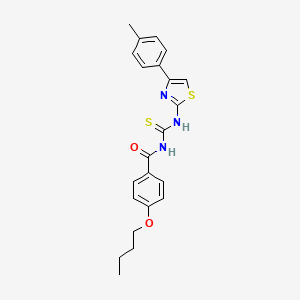 molecular formula C22H23N3O2S2 B4663307 4-butoxy-N-[[4-(4-methylphenyl)-1,3-thiazol-2-yl]carbamothioyl]benzamide 
