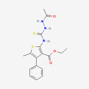 molecular formula C17H19N3O3S2 B4663437 ethyl 2-{[(2-acetylhydrazino)carbonothioyl]amino}-5-methyl-4-phenyl-3-thiophenecarboxylate 