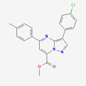 molecular formula C21H16ClN3O2 B4663518 methyl 3-(4-chlorophenyl)-5-(4-methylphenyl)pyrazolo[1,5-a]pyrimidine-7-carboxylate 