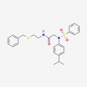 molecular formula C26H30N2O3S2 B4663559 N~1~-[2-(benzylthio)ethyl]-N~2~-(4-isopropylphenyl)-N~2~-(phenylsulfonyl)glycinamide 
