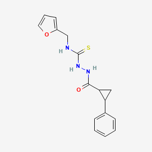 molecular formula C16H17N3O2S B4663673 N-(furan-2-ylmethyl)-2-[(2-phenylcyclopropyl)carbonyl]hydrazinecarbothioamide 