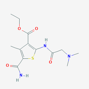 molecular formula C13H19N3O4S B4663979 ETHYL 5-CARBAMOYL-2-[2-(DIMETHYLAMINO)ACETAMIDO]-4-METHYLTHIOPHENE-3-CARBOXYLATE 