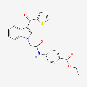 molecular formula C24H20N2O4S B4664340 ETHYL 4-{2-[3-(THIOPHENE-2-CARBONYL)-1H-INDOL-1-YL]ACETAMIDO}BENZOATE 