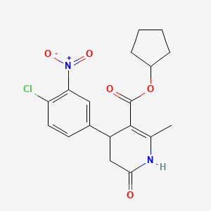 molecular formula C18H19ClN2O5 B4664454 Cyclopentyl 4-(4-chloro-3-nitrophenyl)-2-methyl-6-oxo-1,4,5,6-tetrahydropyridine-3-carboxylate 