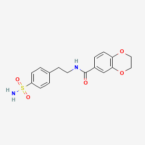molecular formula C17H18N2O5S B4664714 N-[2-(4-sulfamoylphenyl)ethyl]-2,3-dihydro-1,4-benzodioxine-6-carboxamide 