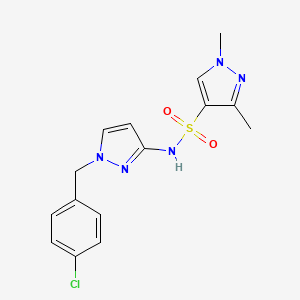 molecular formula C15H16ClN5O2S B4664776 N~4~-[1-(4-CHLOROBENZYL)-1H-PYRAZOL-3-YL]-1,3-DIMETHYL-1H-PYRAZOLE-4-SULFONAMIDE 