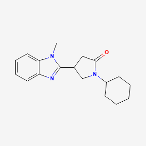 molecular formula C18H23N3O B4664850 1-cyclohexyl-4-(1-methyl-1H-benzo[d]imidazol-2-yl)pyrrolidin-2-one 