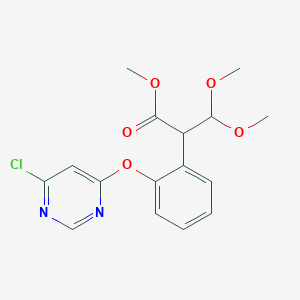 molecular formula C16H17ClN2O5 B046649 Methyl 2-(2-((6-chloropyrimidin-4-yl)oxy)phenyl)-3,3-dimethoxypropanoate CAS No. 143230-42-6