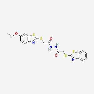 molecular formula C20H18N4O3S4 B4664904 2-(1,3-BENZOTHIAZOL-2-YLSULFANYL)-N'-{2-[(6-ETHOXY-1,3-BENZOTHIAZOL-2-YL)SULFANYL]ACETYL}ACETOHYDRAZIDE 