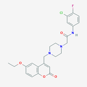 molecular formula C24H25ClFN3O4 B4665221 N-(3-chloro-4-fluorophenyl)-2-{4-[(6-ethoxy-2-oxo-2H-chromen-4-yl)methyl]piperazin-1-yl}acetamide 