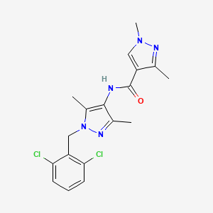 molecular formula C18H19Cl2N5O B4665233 N~4~-[1-(2,6-DICHLOROBENZYL)-3,5-DIMETHYL-1H-PYRAZOL-4-YL]-1,3-DIMETHYL-1H-PYRAZOLE-4-CARBOXAMIDE 