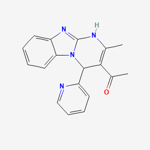 molecular formula C18H16N4O B4665255 1-[2-Methyl-4-(pyridin-2-yl)-1,4-dihydropyrimido[1,2-a]benzimidazol-3-yl]ethanone 