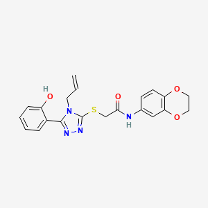 molecular formula C21H20N4O4S B4665445 N-(2,3-DIHYDRO-1,4-BENZODIOXIN-6-YL)-2-{[5-(2-HYDROXYPHENYL)-4-(PROP-2-EN-1-YL)-1,2,4-TRIAZOL-3-YL]SULFANYL}ACETAMIDE 