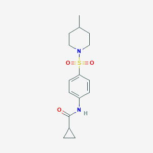 molecular formula C16H22N2O3S B466547 N-[4-(4-methylpiperidin-1-yl)sulfonylphenyl]cyclopropanecarboxamide CAS No. 458554-46-6