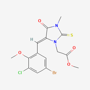 molecular formula C15H14BrClN2O4S B4665559 methyl 2-[(5Z)-5-[(5-bromo-3-chloro-2-methoxyphenyl)methylidene]-3-methyl-4-oxo-2-sulfanylideneimidazolidin-1-yl]acetate 