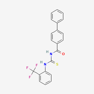 molecular formula C21H15F3N2OS B4665588 N-{[2-(trifluoromethyl)phenyl]carbamothioyl}biphenyl-4-carboxamide 